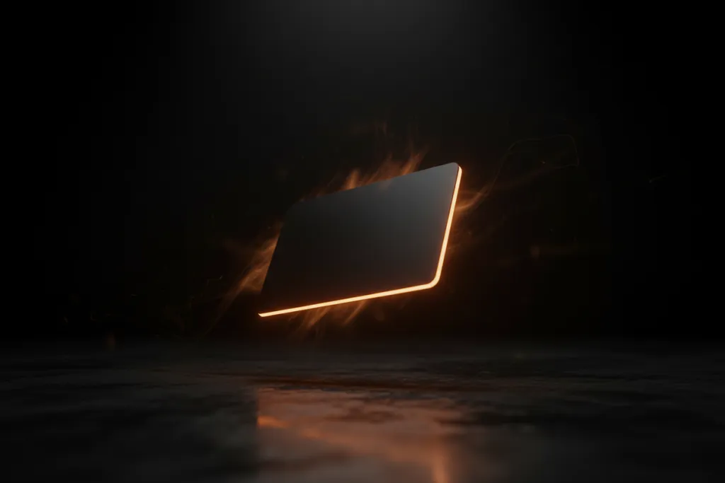 Glowing digital wallet hovering in darkness with amber pulse, symbolising topping up your PSN wallet before the Labour D