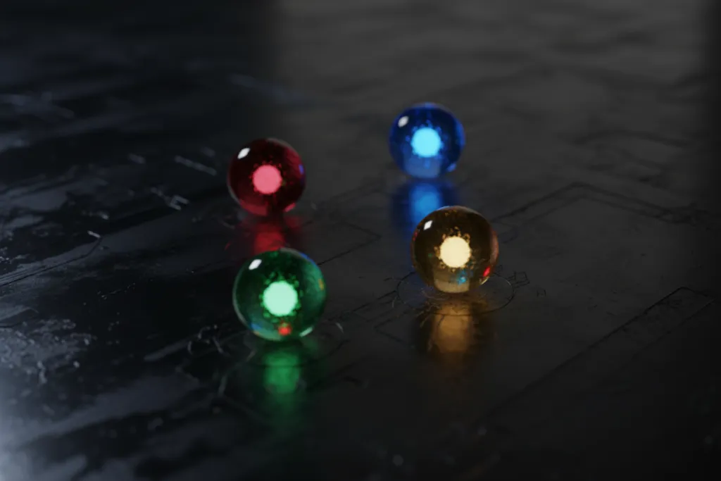 Four glowing genre orbs in crimson, blue, green and gold hover over obsidian surface, showing PSN Labour Day sale 2026 d